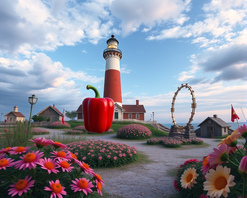 lighthouse, bell pepper, flower, costume, circle